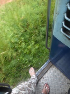 Train doors are generally open in India...